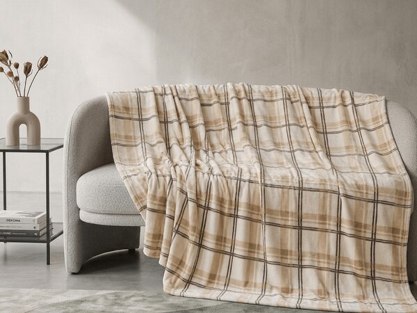 Mikropluszowy koc PLAID, kremowy Rozmiar: 150 x 200 cm
