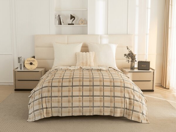 Mikropluszowy koc PLAID, kremowy Rozmiar: 150 x 200 cm