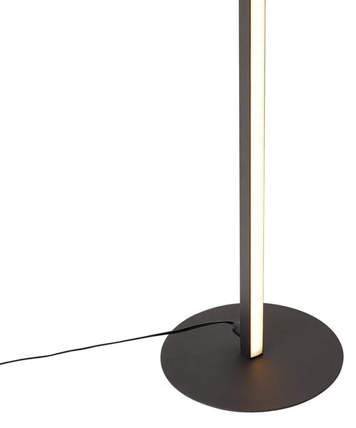Designerska lampa podłogowa czarna z diodą LED i ściemniaczem dotykowym - Clutch