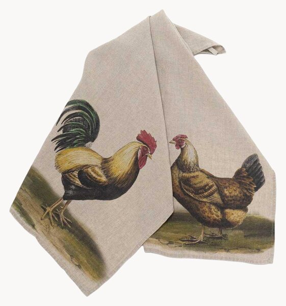 Komplet ręczników kuchennych z lnu Rooster & Hen, 2 elem