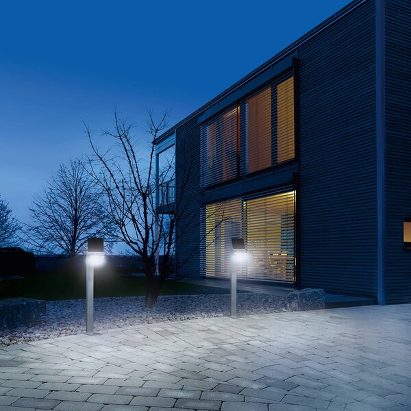 STEINEL XSolar stojąca lampa solarna LED srebrna XSOLAR GL-S, aluminiowy / szary / cynkowy, metal, nowoczesny
