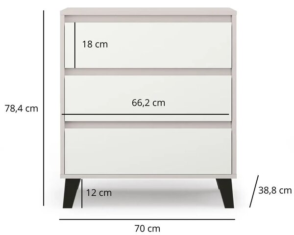 Komoda z 3 szufladami do przechowywania kaszmir + biały P4-K80