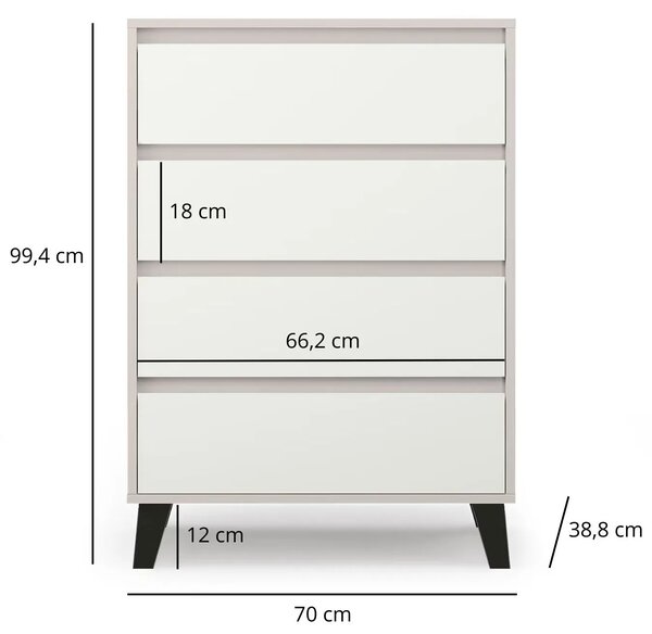 Komoda w stylu skandynawskim kaszmir + biały B5-F18