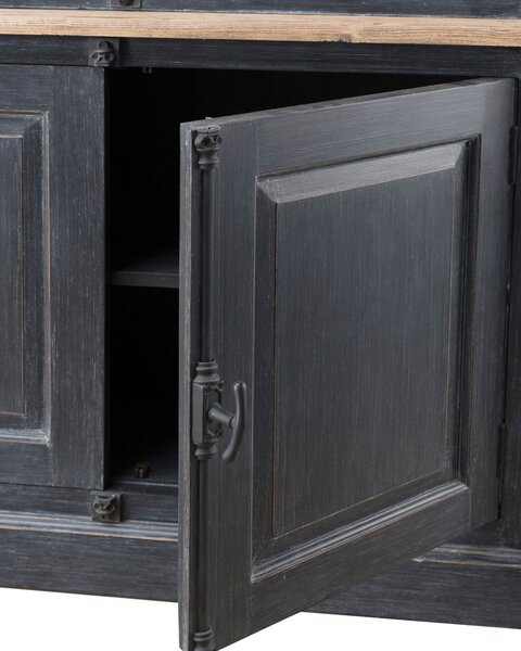 Kredens Gordes 110x46x230 old black & natural