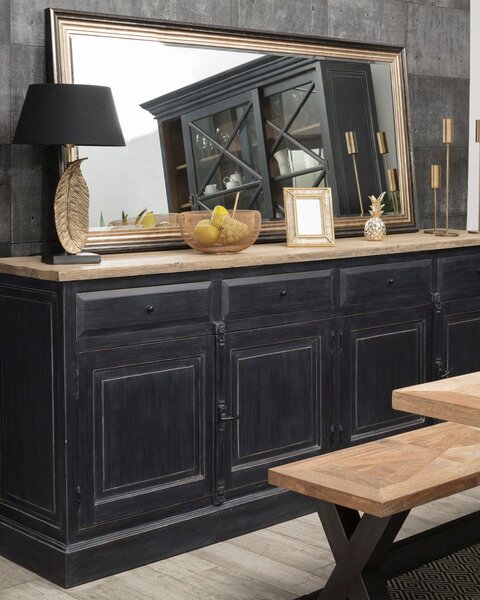 Komoda 240x48x94 old black & natural