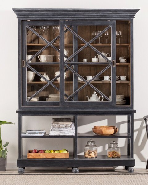 Kredens Rimir 160x50x220 old black & natural
