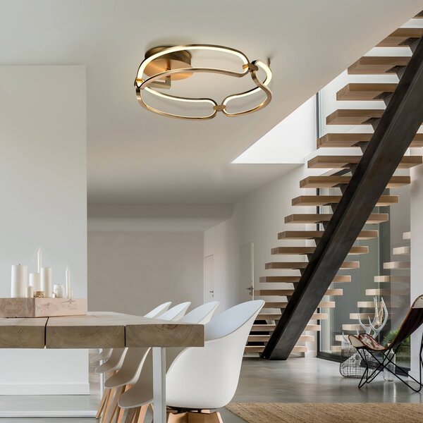 Schuller Valencia Lampa sufitowa LED Colette, mosiężny / złoty, salon / jadalnia, aluminium, nowoczesny