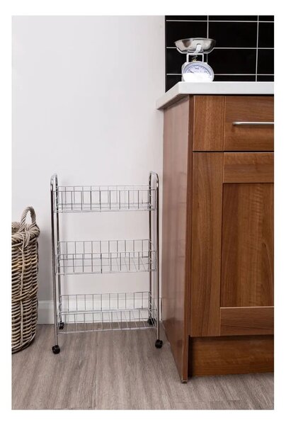 Srebrny metalowy regał na kółkach 36x64 cm – Premier Housewares