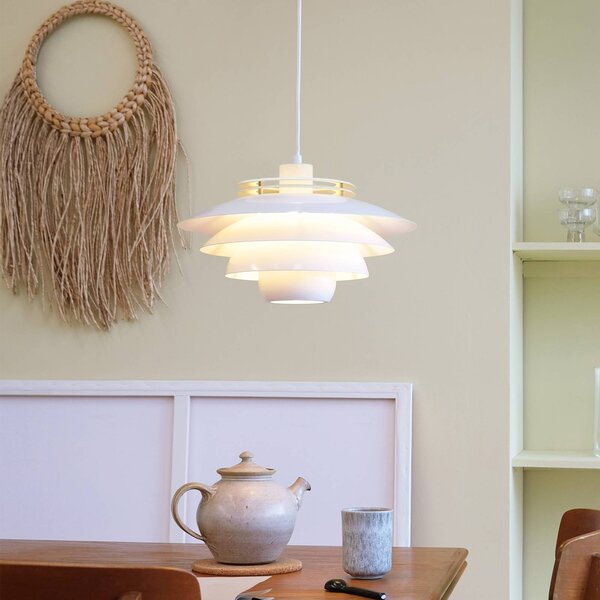 Dyberg Larsen Lampa wisząca designerska Ejka, możliwość ściemniania, biały / opal, salon / jadalnia, metal, design
