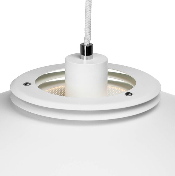 Dyberg Larsen Lampa wisząca designerska Ejka, możliwość ściemniania, biały / opal, salon / jadalnia, metal, design