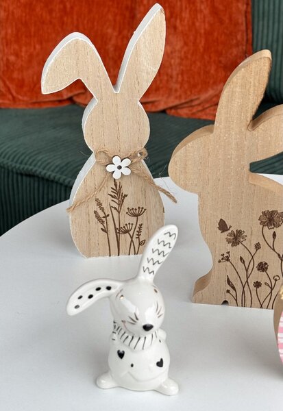 Wielkanocny drewniany zając FLORAL RABBIT 20 cm