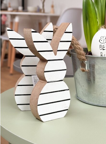 Wielkanocny drewniany królik WHITE BUNNY 14 cm biały