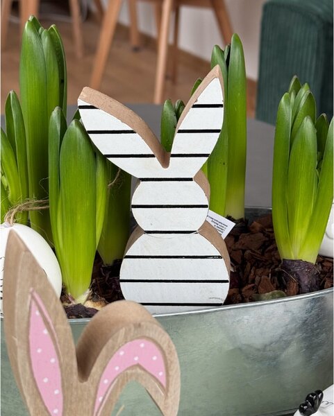 Wielkanocny drewniany królik WHITE BUNNY 14 cm biały