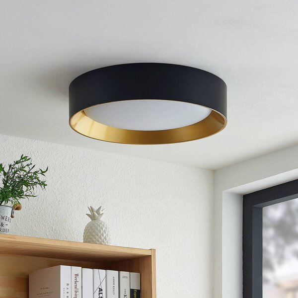Lampa sufitowa LED Kambia Lindby, czarny, salon / jadalnia, aluminium, nowoczesny