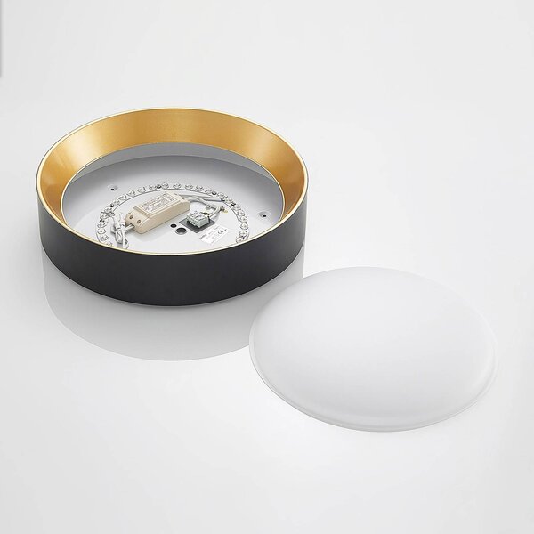 Lampa sufitowa LED Kambia Lindby, czarny, salon / jadalnia, aluminium, nowoczesny