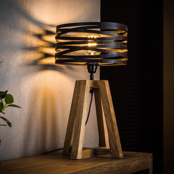 ZIJLSTRA Lampa stołowa Crossround, brązowy / rdzawy, salon / jadalnia, metal, vintage