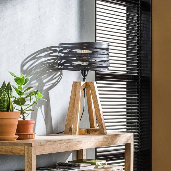 ZIJLSTRA Lampa stołowa Crossround, brązowy / rdzawy, salon / jadalnia, metal, vintage
