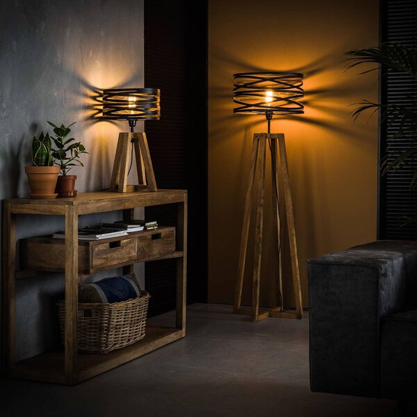 ZIJLSTRA Lampa stołowa Crossround, brązowy / rdzawy, salon / jadalnia, metal, vintage