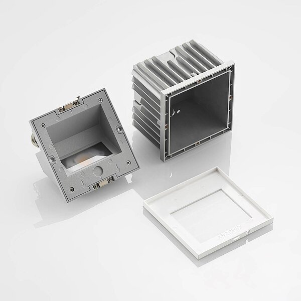 Arcchio oprawa wpuszczana ścienna LED Zamo, raster, biały, metal, IP65 Zamo Arcchio, możliwość ściemniania, biały / opal, przedpokój, aluminium, nowoczesny
