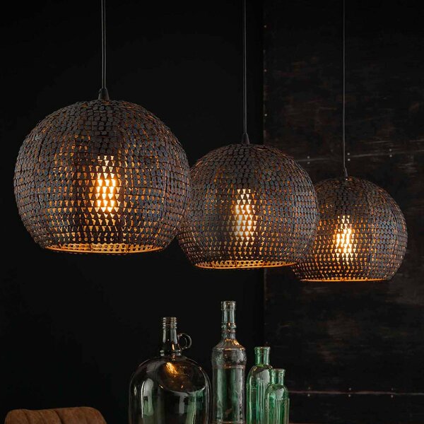 ZIJLSTRA Lampa wisząca Setengah, możliwość ściemniania, brązowy / rdzawy, salon / jadalnia, metal, vintage