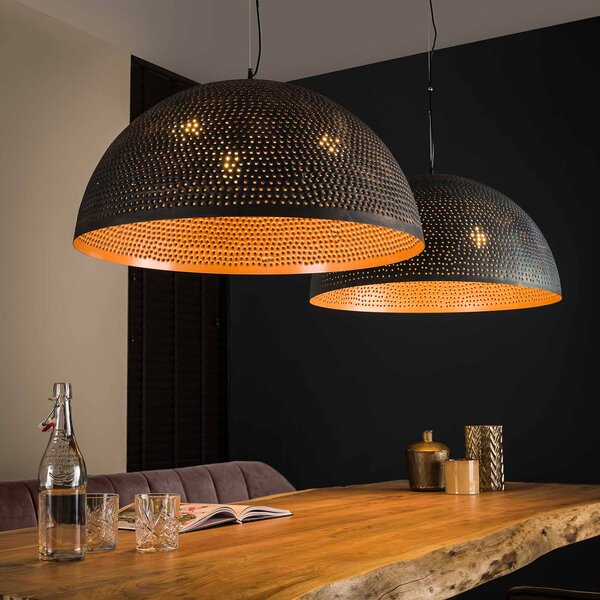 ZIJLSTRA Lampa wisząca Punchray, możliwość ściemniania, brązowy / rdzawy, salon / jadalnia, metal, vintage