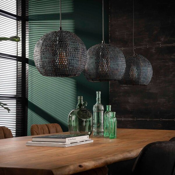 ZIJLSTRA Lampa wisząca Setengah, możliwość ściemniania, brązowy / rdzawy, salon / jadalnia, metal, vintage