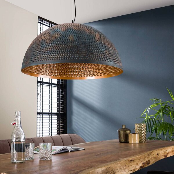 ZIJLSTRA Lampa wisząca Punchray, możliwość ściemniania, brązowy / rdzawy, salon / jadalnia, metal, vintage
