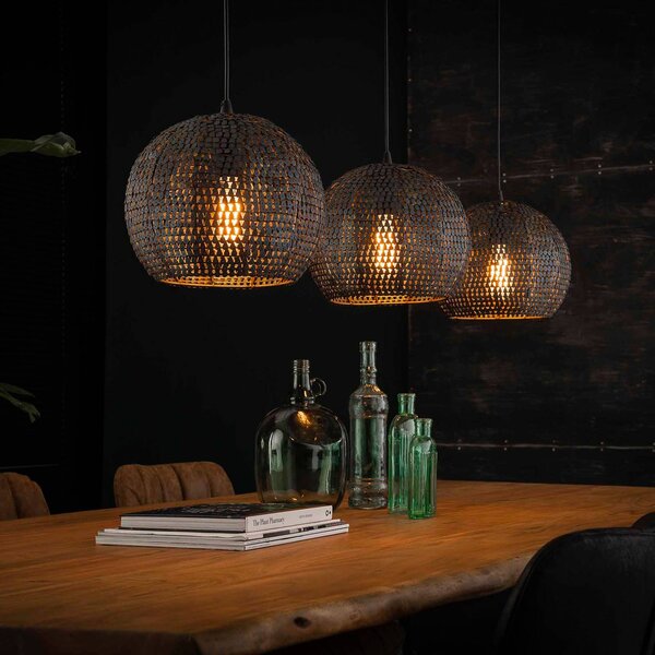 ZIJLSTRA Lampa wisząca Setengah, możliwość ściemniania, brązowy / rdzawy, salon / jadalnia, metal, vintage