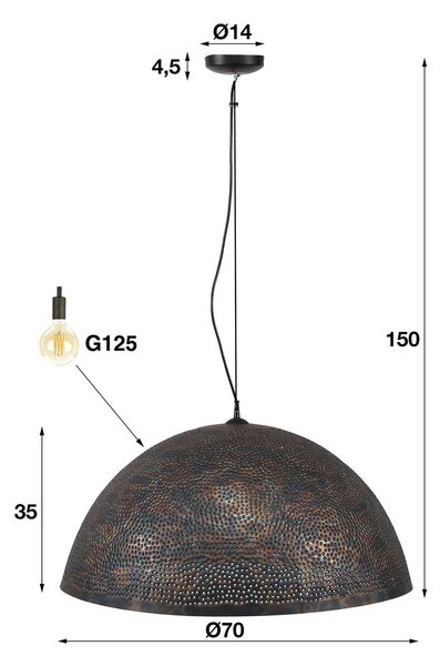 ZIJLSTRA Lampa wisząca Punchray, możliwość ściemniania, brązowy / rdzawy, salon / jadalnia, metal, vintage