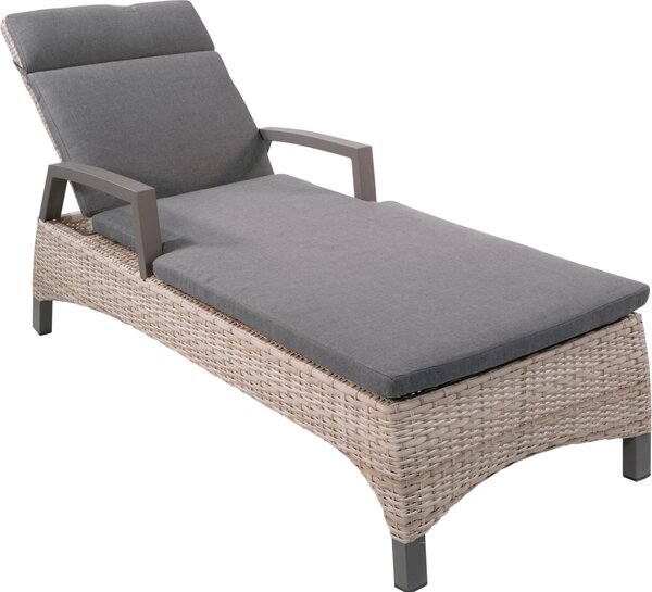 Leżak - 162x70x101 cm - Beżowe aluminium - Taupe wiklina