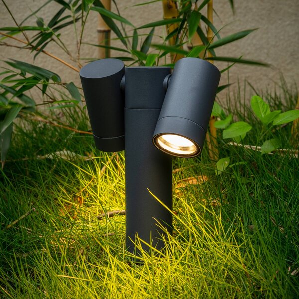 Reflektor z grotem ziemnym PRIOS Tulimar, 2-punktowy, antracytowy, IP65 Tulimar PRIOS, możliwość ściemniania, czarny, aluminium, nowoczesny