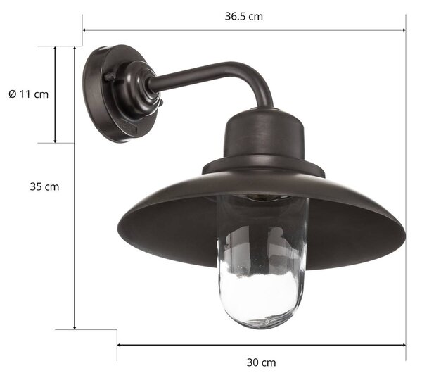 Moretti Luce Kinkiet zewnętrzny Patio, możliwość ściemniania, brązowy / mosiężny, mosiądz, dworkowy / rustykalny