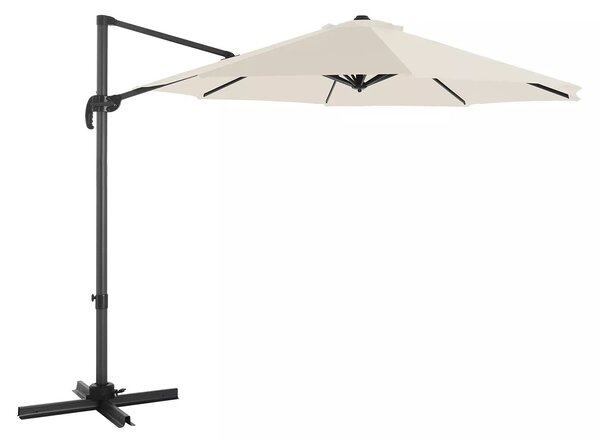 In And OutdoorMatch parasol wspornikowy Jada - parasol - obracany o 360° - parasol tarasowy - 300 cm - ochrona UV do UPF 50+ - regulowany kąt nachylenia - parasol ogrodowy - z korbą i stojakiem - biały