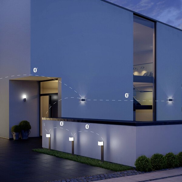 STEINEL GL 80 C Słupek oświetleniowy LED, Bluetooth smart, antracytowy C, możliwość ściemniania, aluminiowy / szary / cynkowy, aluminium, nowoczesny
