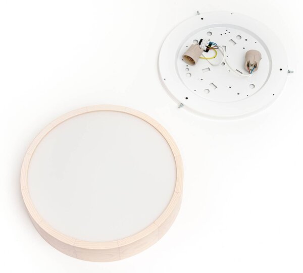 Lampa sufitowa Kerio Envostar, możliwość ściemniania, biały / opal, salon / jadalnia, drewno, nowoczesny