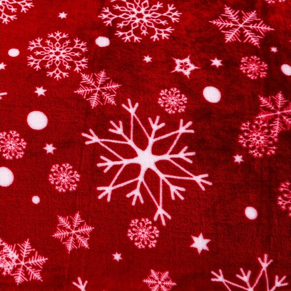 Czerwony świąteczny mikropluszowy koc SNOWFALL Rozmiar: 150 x 200 cm