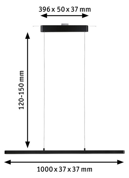 Paulmann Lampa wisząca LED URail Lento, czarny matowy możliwość ściemniania, czarny, salon / jadalnia, metal, nowoczesny