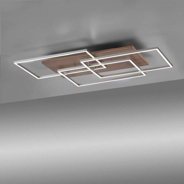 Paul Neuhaus Lampa sufitowa LED Palma, możliwość ściemniania, ciemne drewno, salon / jadalnia, aluminium