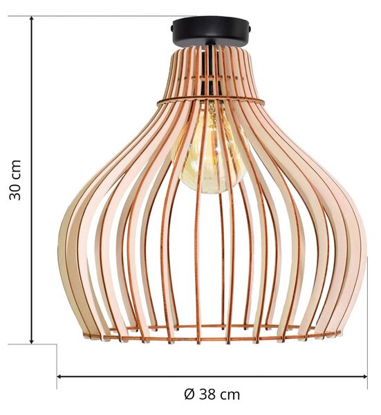 Lampa sufitowa Barrel TEMAR LIGHTING, możliwość ściemniania, jasne drewno, salon / jadalnia, drewno, dworkowy / rustykalny