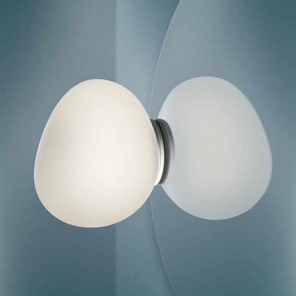 Foscarini Kinkiet Gregg piccola, możliwość ściemniania, biały / opal, łazienka, szkło, design