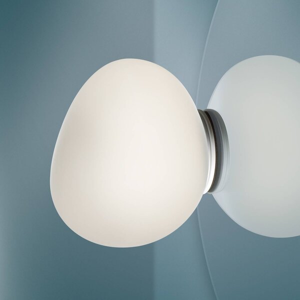 Foscarini Kinkiet Gregg piccola, możliwość ściemniania, biały / opal, łazienka, szkło, design