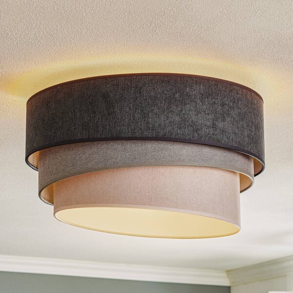 Lampa sufitowa Pastell Trio Duolla, możliwość ściemniania, aluminiowy / szary / cynkowy, salon / jadalnia, tkanina / materiał / jedwab, nowoczesny