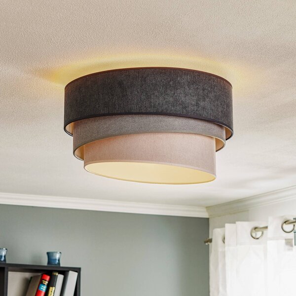 Lampa sufitowa Pastell Trio Duolla, możliwość ściemniania, aluminiowy / szary / cynkowy, salon / jadalnia, tkanina / materiał / jedwab, nowoczesny