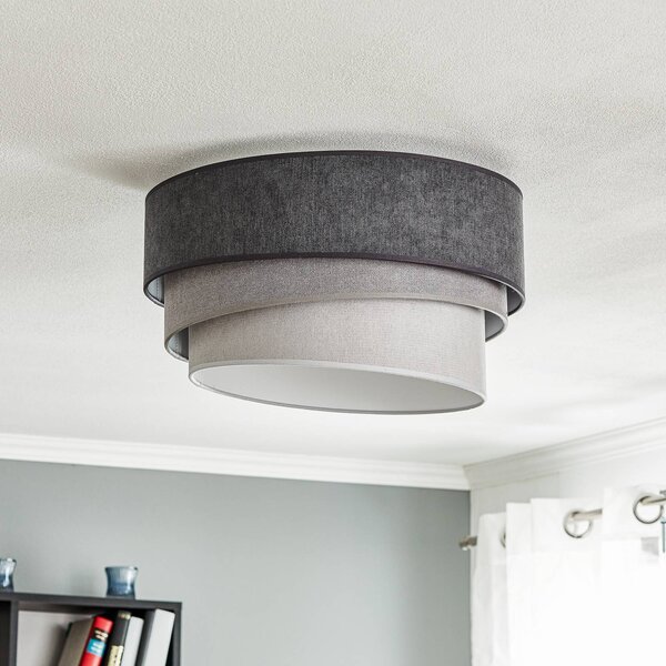 Lampa sufitowa Pastell Trio Duolla, możliwość ściemniania, aluminiowy / szary / cynkowy, salon / jadalnia, tkanina / materiał / jedwab, nowoczesny