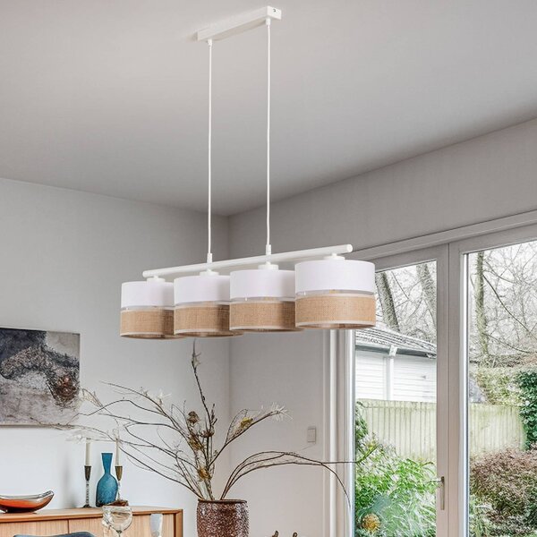 Lampa wisząca Linobianco TK Lighting, możliwość ściemniania, biały / opal, salon / jadalnia, tkanina / materiał / jedwab, nowoczesny