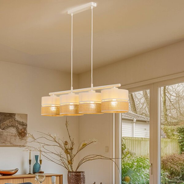 Lampa wisząca Linobianco TK Lighting, możliwość ściemniania, biały / opal, salon / jadalnia, tkanina / materiał / jedwab, nowoczesny