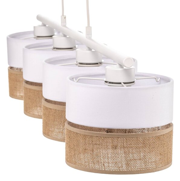 Lampa wisząca Linobianco TK Lighting, możliwość ściemniania, biały / opal, salon / jadalnia, tkanina / materiał / jedwab, nowoczesny