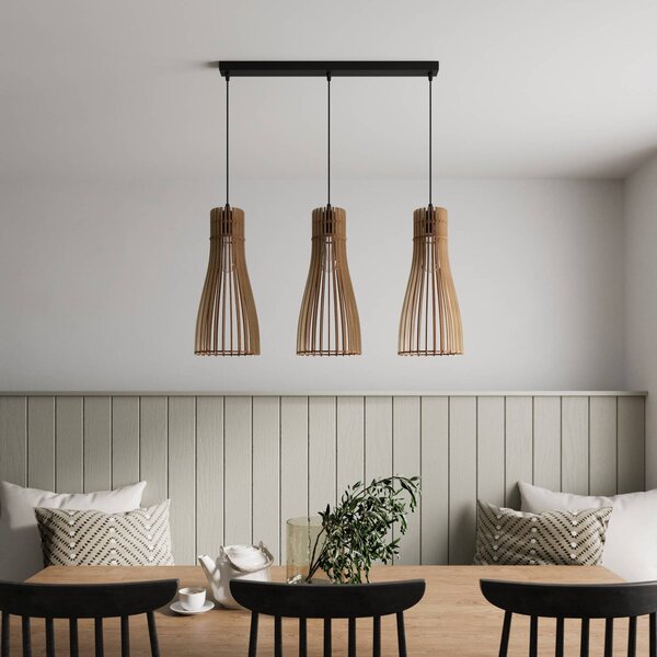 Lampa wisząca Bottle TEMAR LIGHTING, możliwość ściemniania, jasne drewno, salon / jadalnia, drewno, dworkowy / rustykalny