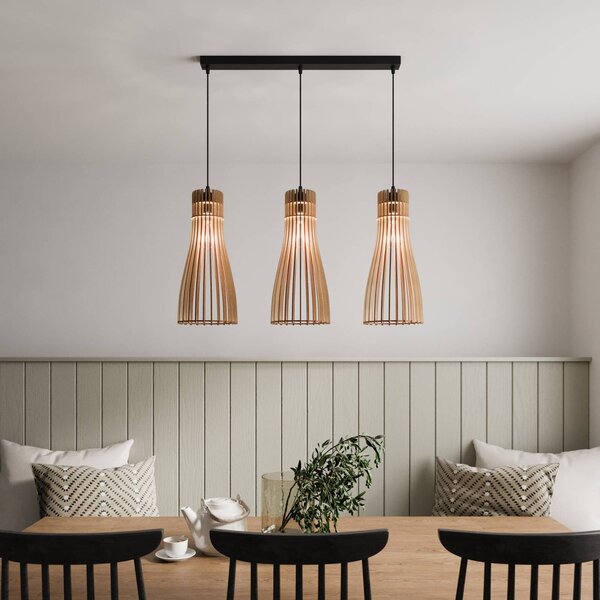 Lampa wisząca Bottle TEMAR LIGHTING, możliwość ściemniania, jasne drewno, salon / jadalnia, drewno, dworkowy / rustykalny