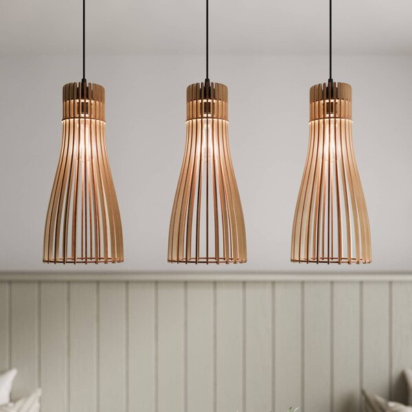 Lampa wisząca Bottle TEMAR LIGHTING, możliwość ściemniania, jasne drewno, salon / jadalnia, drewno, dworkowy / rustykalny